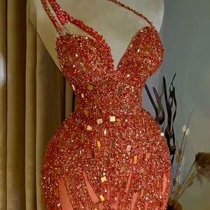 Elegant Orange Kosovo Evening Gown